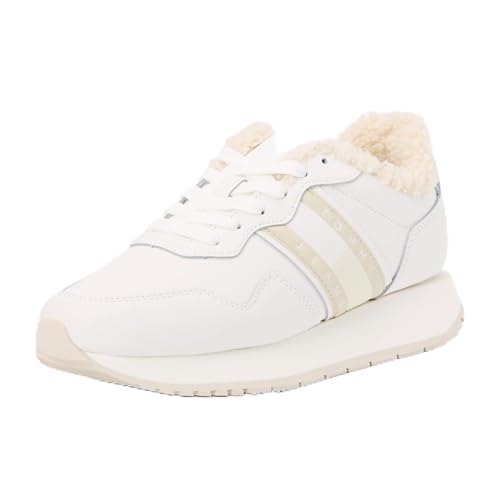 Tommy Jeans Damen Runner Sneaker Eva aus Leder, Weiß (Ecru), 37 von Tommy Jeans