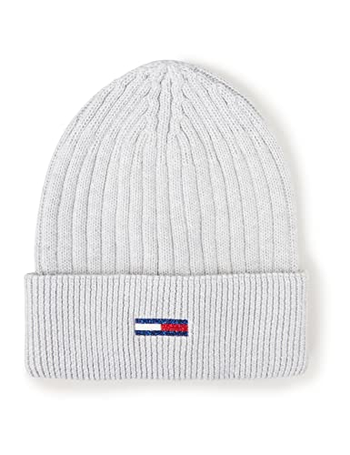 Tommy Jeans Damen TJW Flag Beanie AW0AW12628 Gestrickte Mütze, Grau, OS von Tommy Jeans