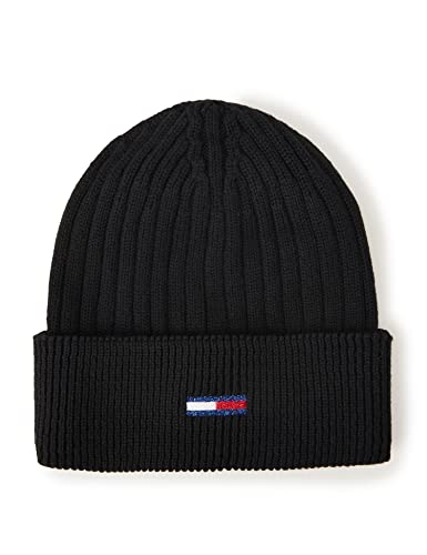 Tommy Jeans Damen TJW Flag Beanie AW0AW12628 Gestrickte Mütze, Schwarz, OS von Tommy Jeans