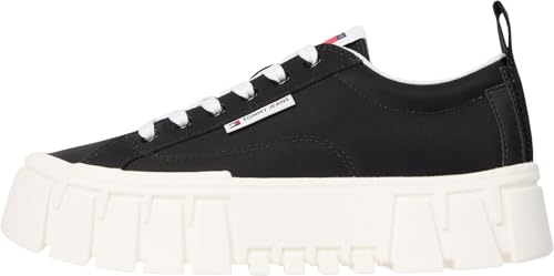 Tommy Jeans Damen Flatform Sneaker Nylon mit Plateau, Schwarz (Black), 36 von Tommy Jeans