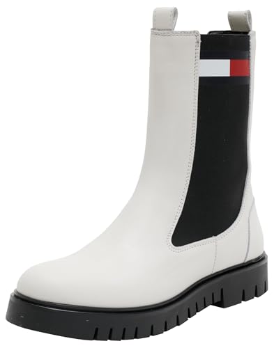 Tommy Jeans Damen Chelsea Boots aus Leder, Weiß (Ecru), 37 Tommy Jeans Damen Chelsea Boots aus Leder, Weiß (Ecru), 37 von Tommy Jeans