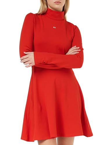 Tommy Jeans Damen TJW LS Dress DW0DW17524 Fit & Flare Kleider, Rot, M von Tommy Jeans