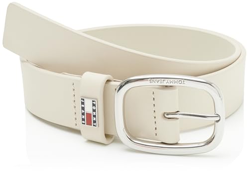 Tommy Jeans Damen Tjw Oval 3.0 Aw0Aw15836 Fester Gürtel, BEIGE (Newsprint), 80 von Tommy Jeans
