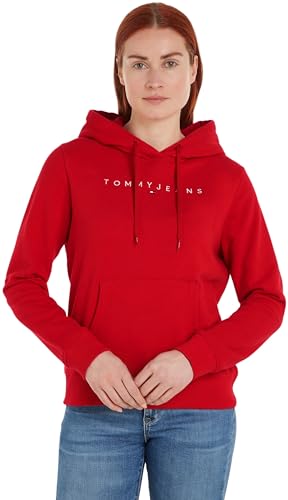 Tommy Jeans Damen Hoodie mit Kapuze, Rot (Deep Crimson), L von Tommy Jeans