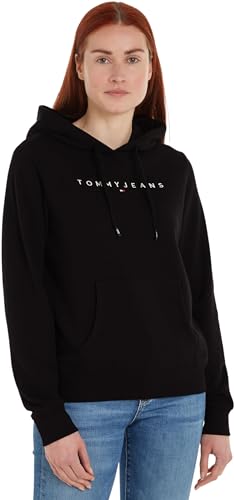 Tommy Jeans Damen TJW REG LINEAR HOODIE DW0DW17324, Black (Black), M von Tommy Jeans
