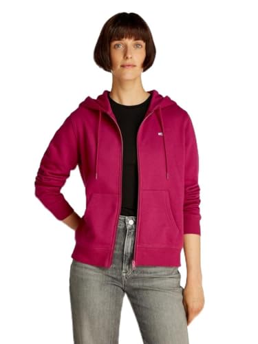 Tommy Jeans Damen Tjw Reg S Flag Zip Thru Dw0Dw19729 Kapuzenpullover mit durchgehendem Reißverschluss, Red (Brilliant Berry), XS von Tommy Jeans