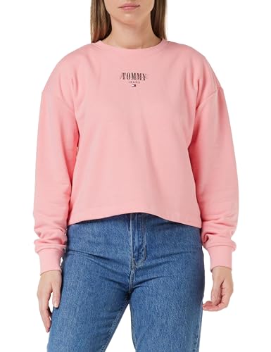 Tommy Jeans Damen Sweatshirt Essential Logo ohne Kapuze, Rosa (Tickled Pink), XL von Tommy Jeans