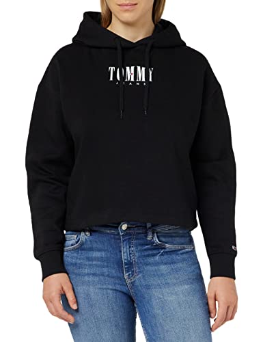 Tommy Jeans Damen TJW RLXD Essential Logo 2 Hoodie DW0DW14327 Schwere Strickwaren, Schwarz, XS von Tommy Jeans