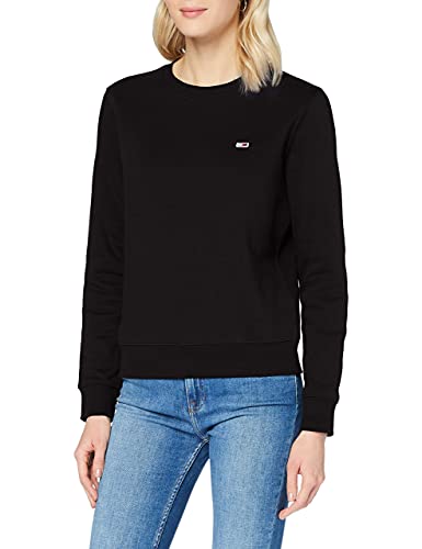 Tommy Jeans Tjw Regular Fleece C Neck Andere Schwere Strickwaren, Damen, Schwarz (Black), Xs von Tommy Jeans
