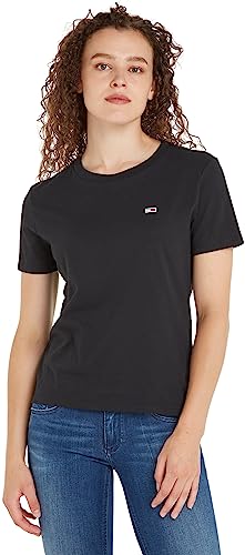 Tommy Jeans Damen T-Shirt Kurzarm TJW Regular Regular Fit, Schwarz (Black), S von Tommy Hilfiger