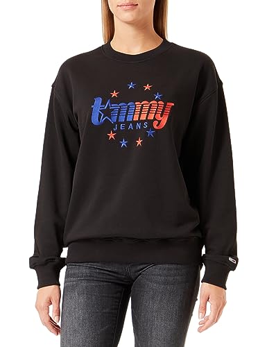 Tommy Jeans Damen TJW Relaxed Tommy Stars Crew DW0DW17688 Sweatshirts, Schwarz, XXS von Tommy Jeans