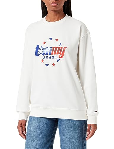 Tommy Jeans Damen TJW Relaxed Tommy Stars Crew DW0DW17688 Sweatshirts, Weiß, M von Tommy Jeans