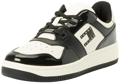 Tommy Jeans Damen TJW Retro Basket PATENT LTR EN0EN02499 Cupsole Sneaker, Schwarz, 39 EU von Tommy Jeans