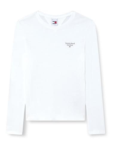 Tommy Jeans Damen TJW SLIM ESSENTIAL LOGO 2 LS EXT DW0DW18793, White (White), XL von Tommy Jeans