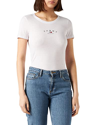 Tommy Jeans Damen TJW Skinny Essential Logo 2 SS T-Shirt, White, L von Tommy Jeans