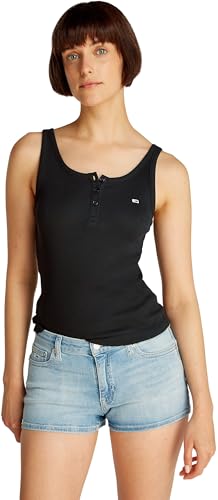 Tommy Jeans Damen Tjw Slim Button Tank Dw0Dw19492 Tanktop, Black (Black), XXS von Tommy Jeans