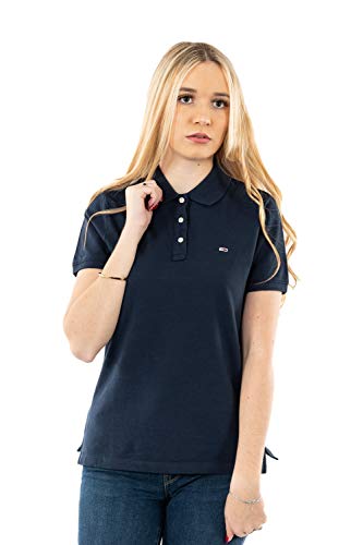Tommy Hilfiger Damen Slim Polohemd, Blau (Twilight Navy), XS von Tommy Jeans
