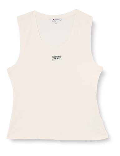 Tommy Jeans Damen Tjw Slim Script Rib Tank Top Dw0Dw21369 Weitere T-Shirts, White (Ancient White), L von Tommy Jeans