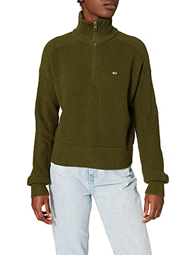 Tommy Hilfiger Damen Tjw Utility halbem Reißverschluss Pullover, Northwood Olive, XS von Tommy Jeans