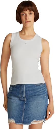 Tommy Jeans Damen Tank Top Essential Rib Slim Fit, Weiß (Ecru), XL von Tommy Jeans