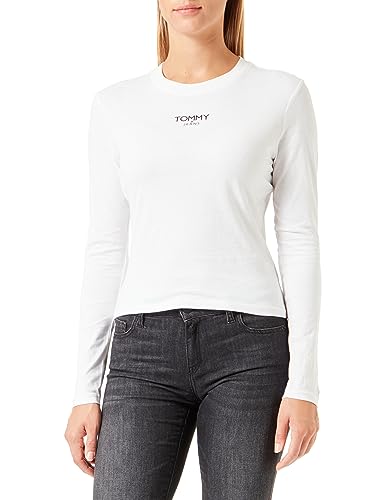 Tommy Jeans Damen TJW BBY Essential Logo 1 LS DW0DW16438 Langarm T-Shirts, Weiß, M von Tommy Jeans