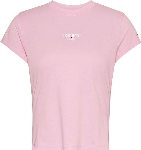 Tommy Jeans Damen TJW BBY Essential Logo 1 SS DW0DW16435 Kurzarm T-Shirts, Rosa, M von Tommy Jeans