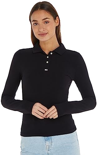 Tommy Jeans Damen TJW BBY Essential LS Polo DW0DW16372 Langarm Poloshirts, Schwarz, L von Tommy Jeans