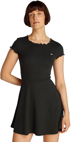 Tommy Jeans Damen Tjw Babylock F&f Dress EXT Dw0dw20614 Ausgestelltes Kleid, Black (Black), 3XL Große Größen EU von Tommy Jeans