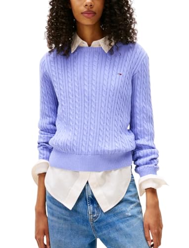 Tommy Jeans Damen Tjw Cable Essential Sweater Dw0Dw18683 Pullover, Blue (Vintage Iris), M von Tommy Jeans