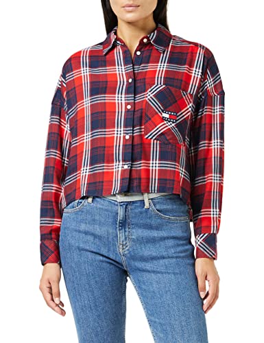 Tommy Jeans Damen Tjw Check Badge Cropped Shirt DW0DW14439 Gewebte Oberteile, Blau, L Tommy Jeans Damen Tjw Check Badge Cropped Shirt DW0DW14439 Gewebte Oberteile, Blau, L von Tommy Jeans