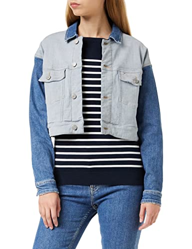 Tommy Jeans Damen Tjw Cropped Trucker Jeansjacke, Blau (TJ Denim Colorblock 1A4), Large (Herstellergröße:L) von Tommy Jeans