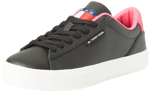 Tommy Jeans Damen Cupsole Sneaker Schuhe, Mehrfarbig (Black / Pink Alert), 36 EU von Tommy Hilfiger