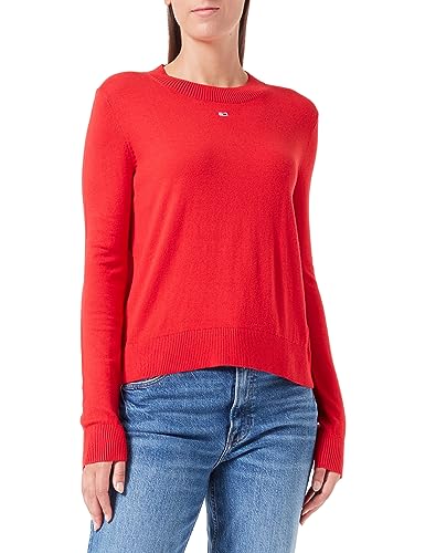 Tommy Jeans Damen TJW Essential Crew Neck Sweater DW0DW16534 Pullover, Rot, M von Tommy Jeans