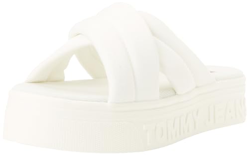 Tommy Jeans Damen Sandalen Lettering Flatform Sandal Sommer, Weiß (Ecru), 38 von Tommy Jeans