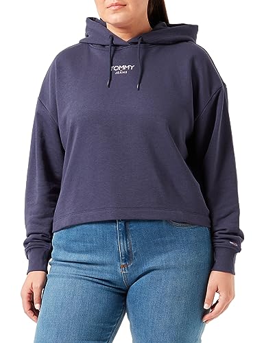 Tommy Jeans Damen Hoodie Cropped Logo mit Kapuze, Blau (Twilight Navy), XXS von Tommy Jeans