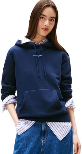 Tommy Jeans Damen Tjw Reg Linear Hoodie EXT Dw0Dw21963 Kapuzenpullover, Blue (Dark Night Navy), M von Tommy Jeans