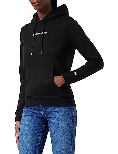 Tommy Jeans Damen TJW REG Serif LINEAR Hoodie Schweres Strickmaterial, Schwarz, L von Tommy Jeans