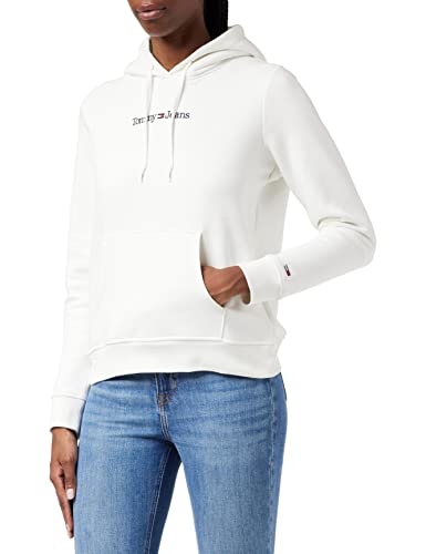 Tommy Jeans Damen TJW REG Serif LINEAR Hoodie DW0DW14362 Schwere Strickwaren, Weiß, M von Tommy Jeans