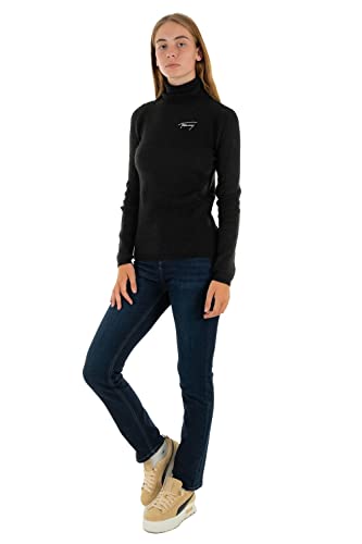 Tommy Jeans Damen TJW Signature Rib Turtleneck DW0DW14255 Pullover, Schwarz, L von Tommy Hilfiger