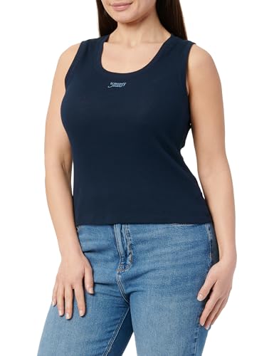 Tommy Jeans Damen Tjw Slim Script Rib Tank Top Dw0Dw21369 Weitere T-Shirts, Blue (Dark Night Navy), S von Tommy Jeans
