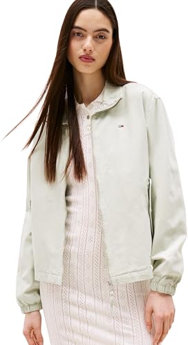 Tommy Jeans Damen Übergangsjacke Zip Cotton mit Reißverschluss, Grün (Misty Sage), L von Tommy Jeans