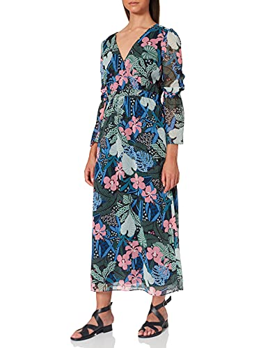 Tommy Jeans Damen Wrap Maxi 3/4-Arm Wickel Kleid Mehrfarbig (Botanical Print 901) Large von Tommy Jeans