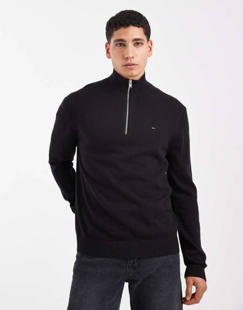 Tommy Jeans - Essential - Pullover in Schwarz mit kurzem Reißverschluss von Tommy Jeans