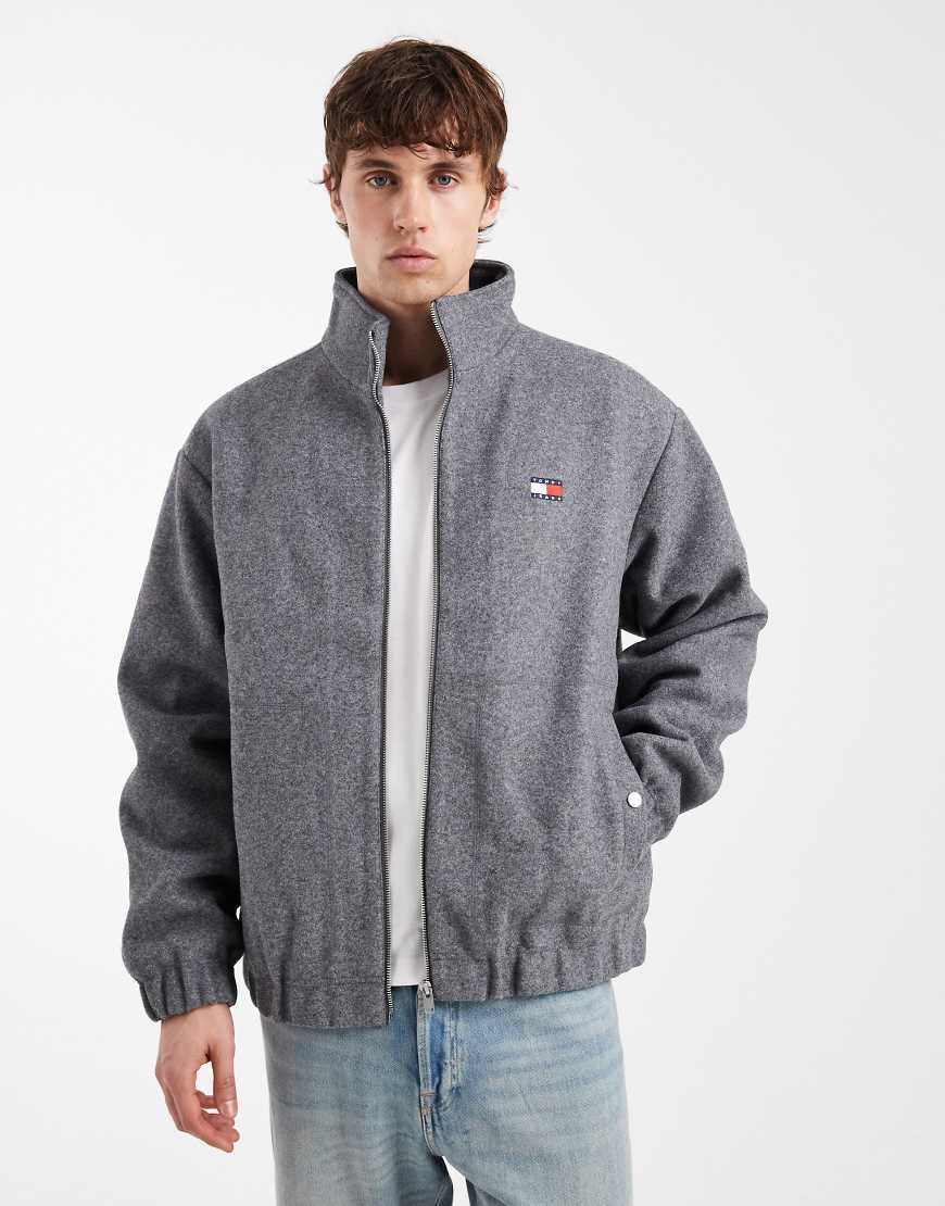 Tommy Jeans - Essential - Wattierte Jacke in Grau mit Wollanteil von Tommy Jeans