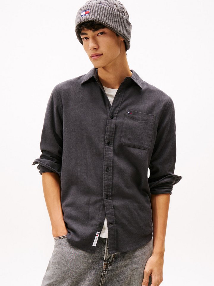 Tommy Jeans Flanellhemd TJM FLANNEL regular fit, Langarmhemd, halbgespreizter Kragen von Tommy Jeans