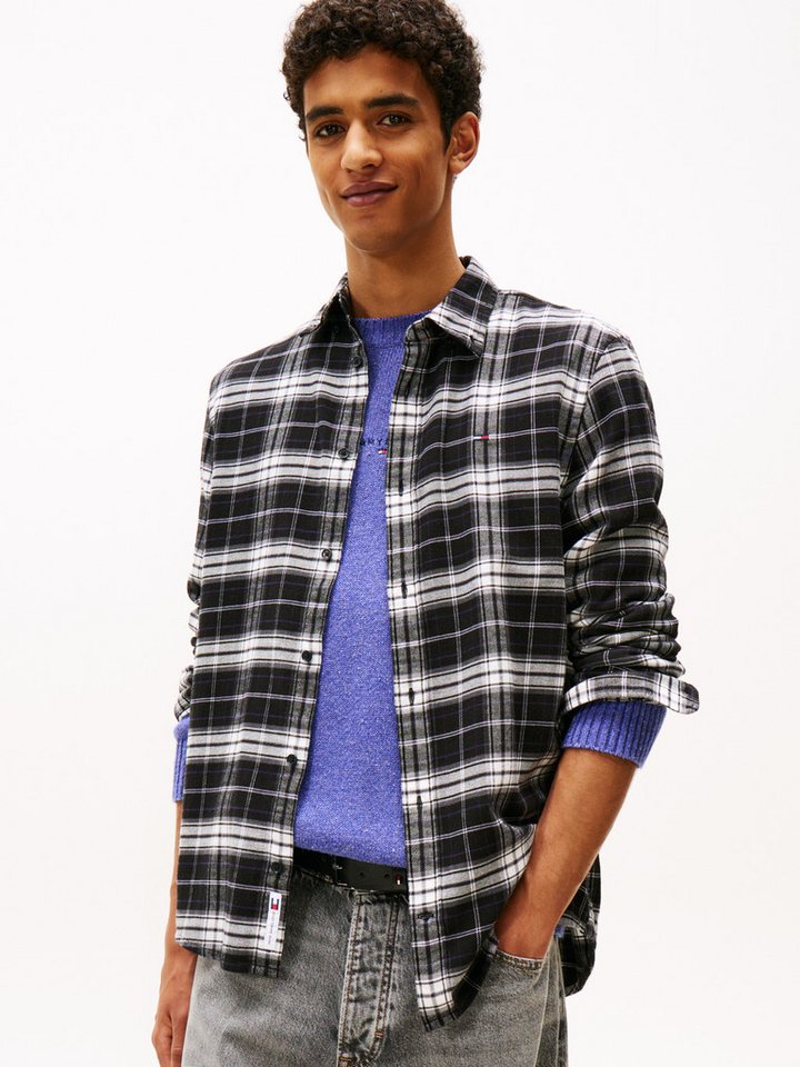 Tommy Jeans Flanellhemd TJM REG FLANNEL CHECK SHIRT EXT kariert, regular fit, Langarmhemd, Button-down-Kragen von Tommy Jeans