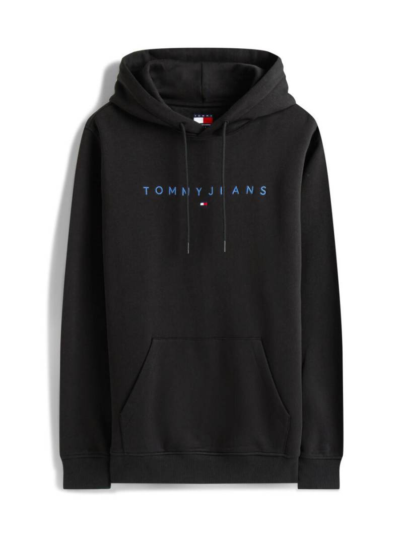 Tommy Jeans - Fleece-Hoodie mit aufgesticktem Linear-Logo schwarz - Gr. - L von Tommy Jeans