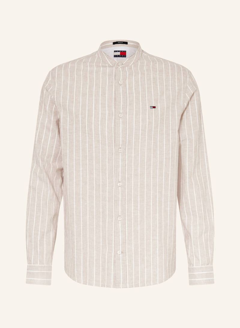 Tommy Jeans Hemd Regular Fit Mit Leinen beige von Tommy Jeans