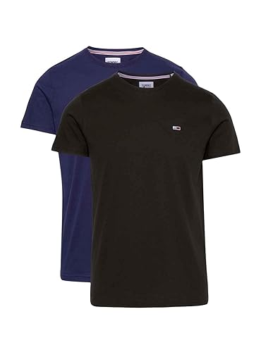 Tommy Jeans Herren 2er Pack T-Shirt Kurzarm Slim Jersey Slim Fit, Mehrfarbig (Dark Army / Twilight Navy), XS von Tommy Jeans