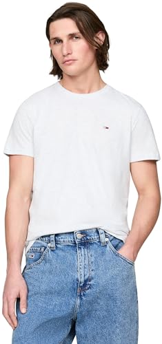 Tommy Jeans Herren 2er Pack T-Shirts Kurzarm aus Baumwolle, Mehrfarbig (Silver Grey / Black), S von Tommy Jeans
